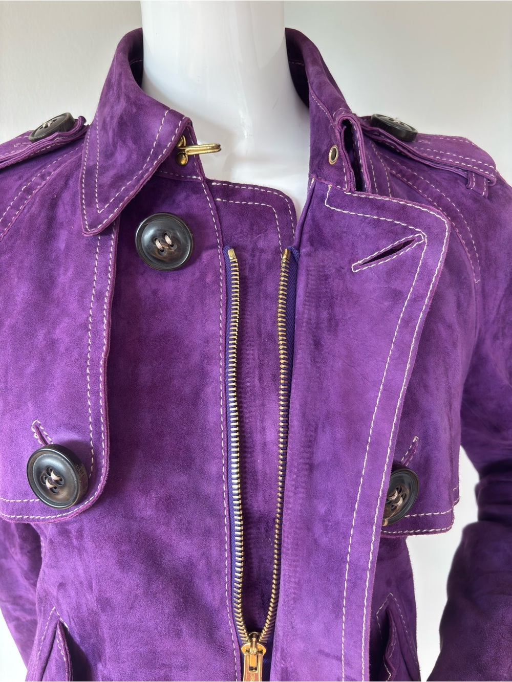 DSQUARED2 Purple Suede Leather Jacket IT 44 Made in Italy - Picture 6 of 15